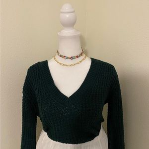 Deep Forest Green Knit Oversized Sweater